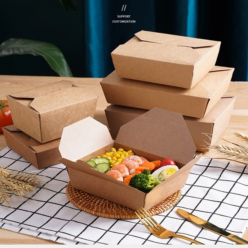 Kundenspezifische druckende UVbeschichtung nehmen faltenden Papier-zum Mitnehmen Kasten-Nahrungsmittelbehälter-Papier-Kraftpapier-Wegwerfschnellimbiß Logo Packaging an